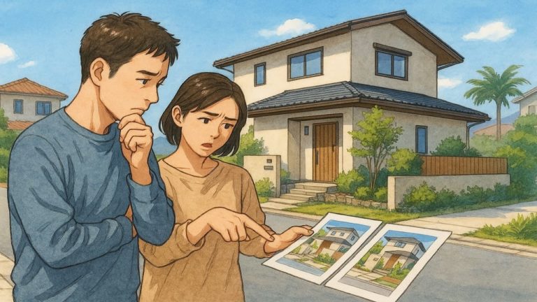 湘南で夫婦が外構業者の選び方と探し方を考えているイメージ