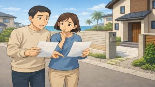 湘南で夫婦が外構見積もりで悩んでいるイメージ