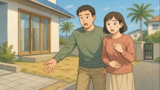 【湘南】外構工事のトラブル5個|初心者がハマる典型ミス 湘南で夫婦が外構トラブルで困っているイメージ