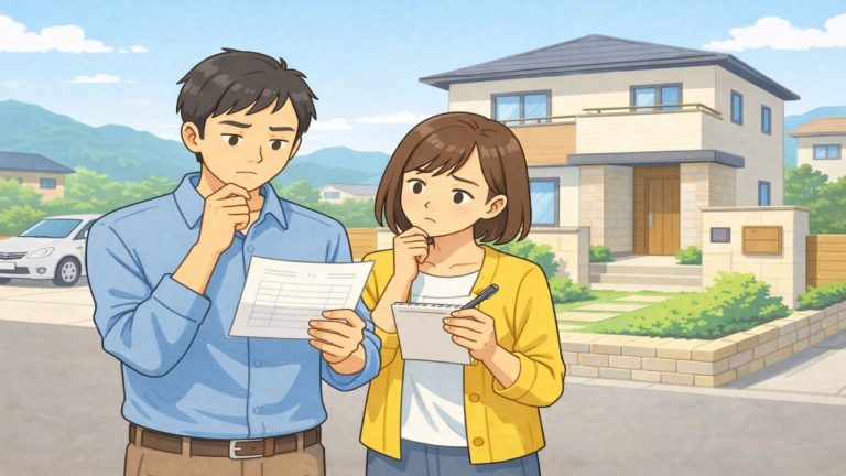 周南市で夫婦が外構見積もりで悩んでいるイメージ