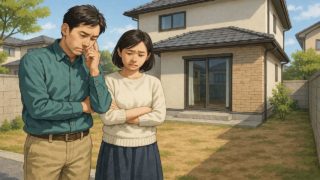 【周南市】外構の失敗例5選|見積もり段階で分かっていた残念ポイント 周南市の外構工事の失敗にがっかりする夫婦のイメージ