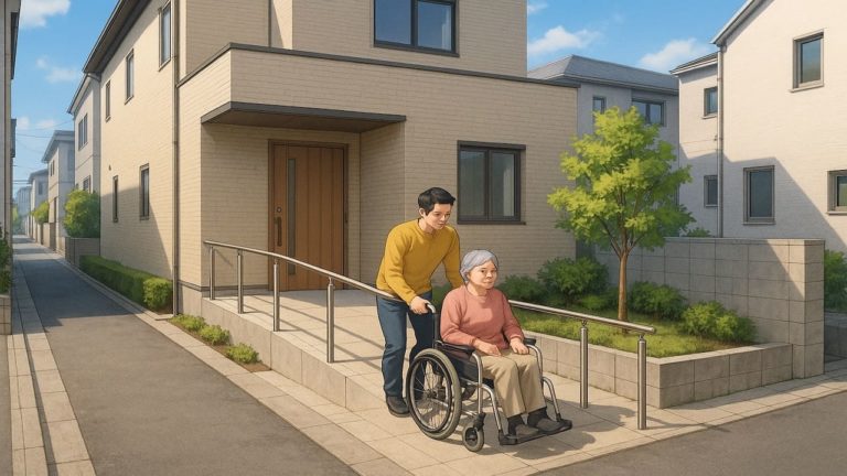 杉並区の戸建てに施工されたバリアフリー外構のイメージ