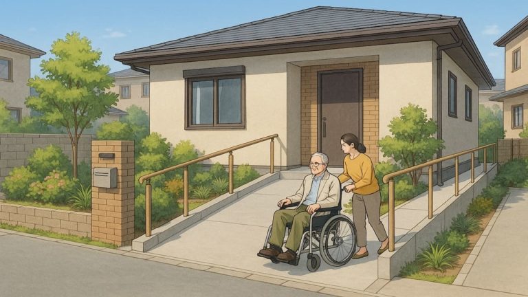 吹田市の戸建てに施工されたバリアフリー外構のイメージ