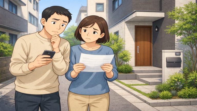 立川市で夫婦が外構見積もりで悩んでいるイメージ