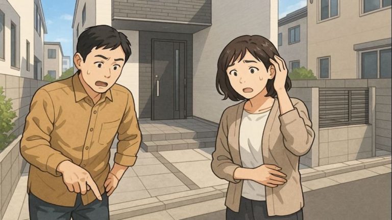 立川市で夫婦が外構トラブルで困っているイメージ