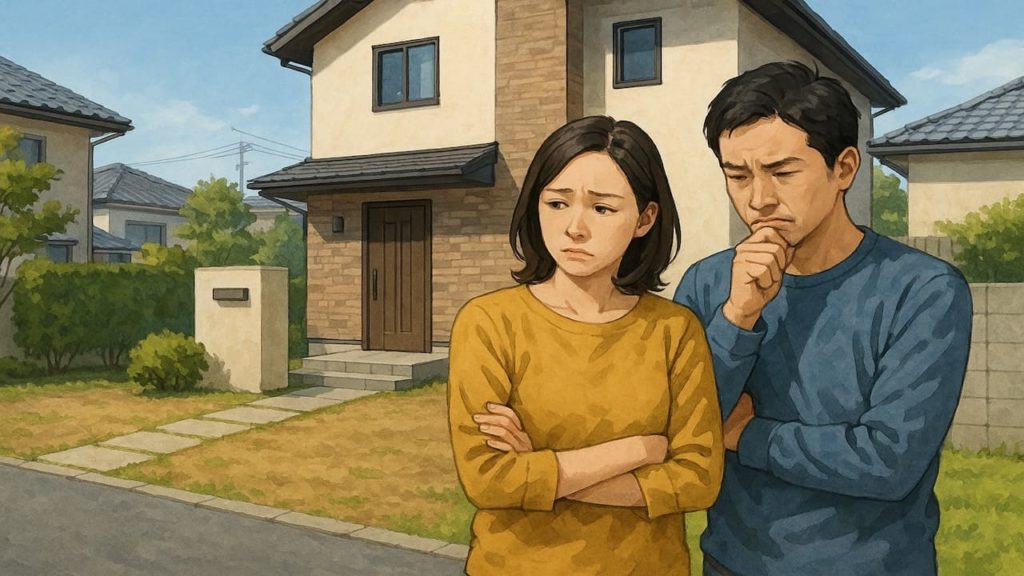 多治見市の外構工事の失敗にがっかりする夫婦のイメージ