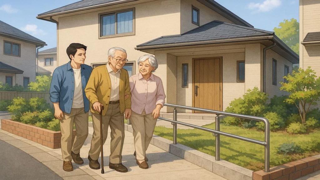 高浜市の戸建てに施工されたバリアフリー外構のイメージ