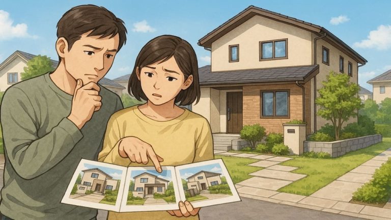 高浜市で夫婦が外構業者の選び方と探し方を考えているイメージ