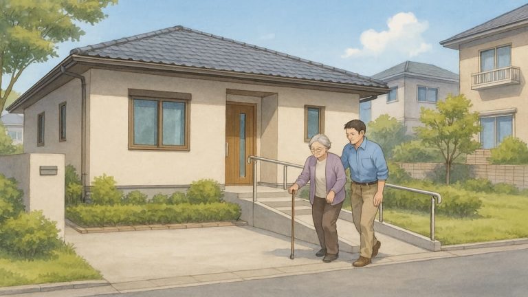 高松市の戸建てに施工されたバリアフリー外構のイメージ