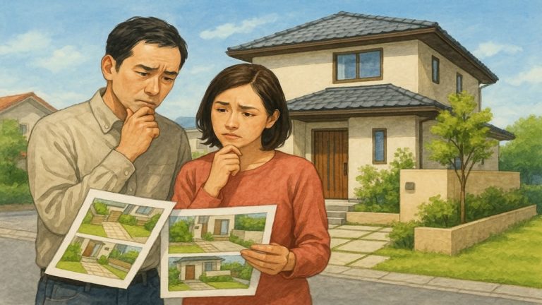 高松市で夫婦が外構業者の選び方と探し方を考えているイメージ