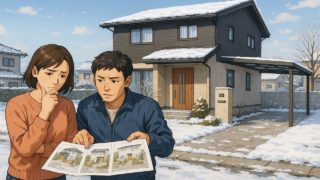 高岡市で夫婦が外構業者の選び方と探し方を考えているイメージ