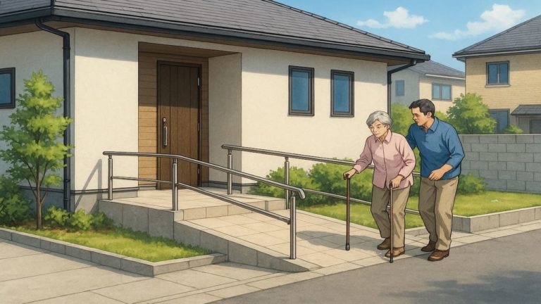 宝塚市の戸建てに施工されたバリアフリー外構のイメージ