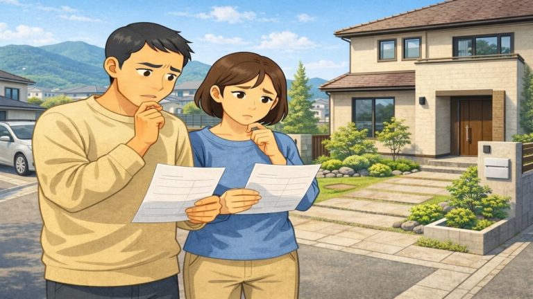 宝塚市で夫婦が外構見積もりで悩んでいるイメージ