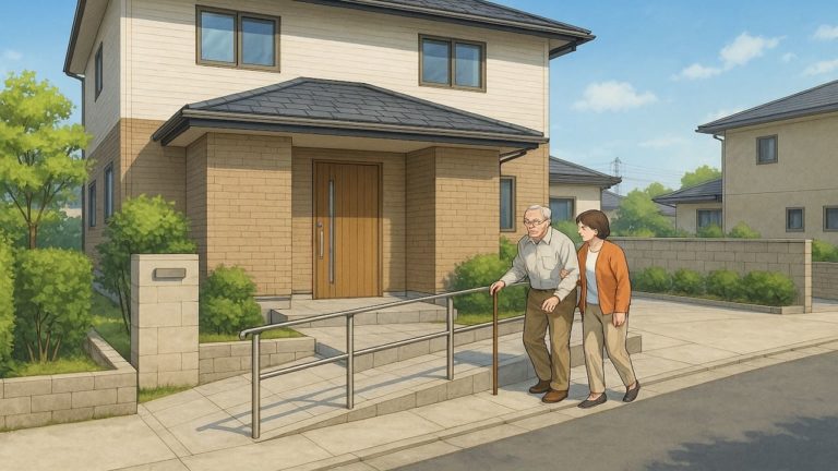 高砂市の戸建てに施工されたバリアフリー外構のイメージ