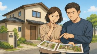 高砂市で夫婦が外構業者の選び方と探し方を考えているイメージ