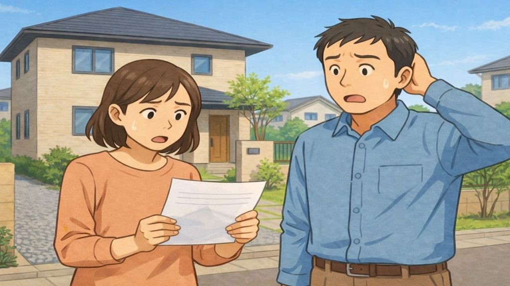 高砂市で夫婦が外構見積もりで悩んでいるイメージ