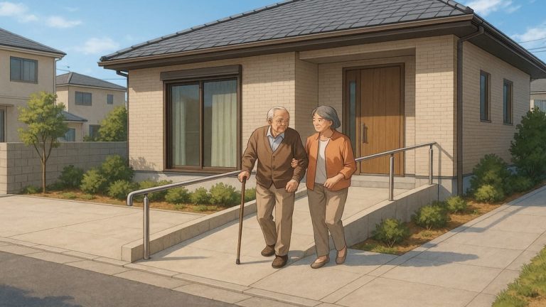 高槻市の戸建てに施工されたバリアフリー外構のイメージ