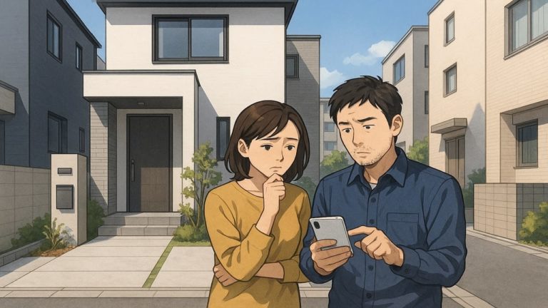 高槻市で夫婦が外構業者の選び方と探し方を考えているイメージ