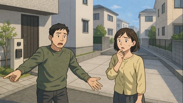 高槻市で夫婦が外構トラブルで困っているイメージ