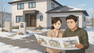 滝沢市で夫婦が外構業者の選び方と探し方を考えているイメージ