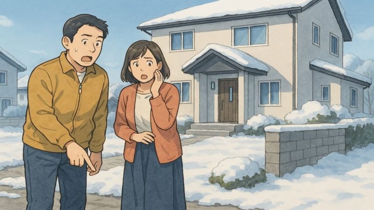 滝沢市で夫婦が外構トラブルで困っているイメージ