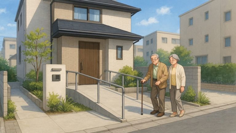 多摩市の戸建てに施工されたバリアフリー外構のイメージ