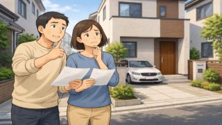 多摩市で夫婦が外構見積もりで悩んでいるイメージ