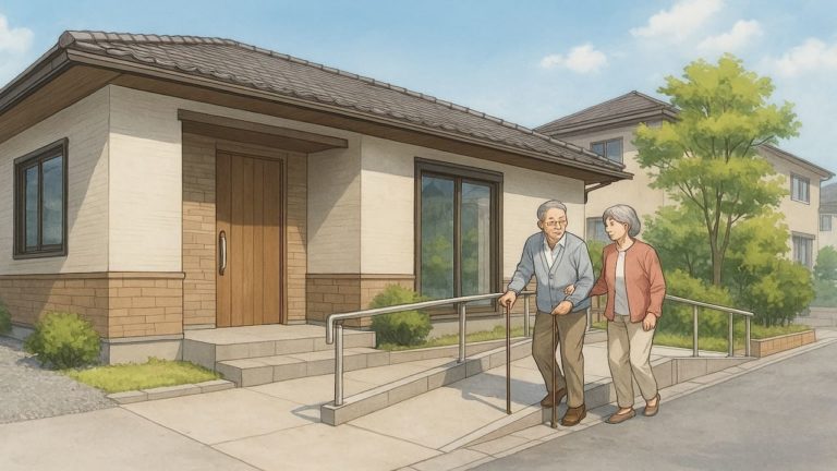 田辺市の戸建てに施工されたバリアフリー外構のイメージ