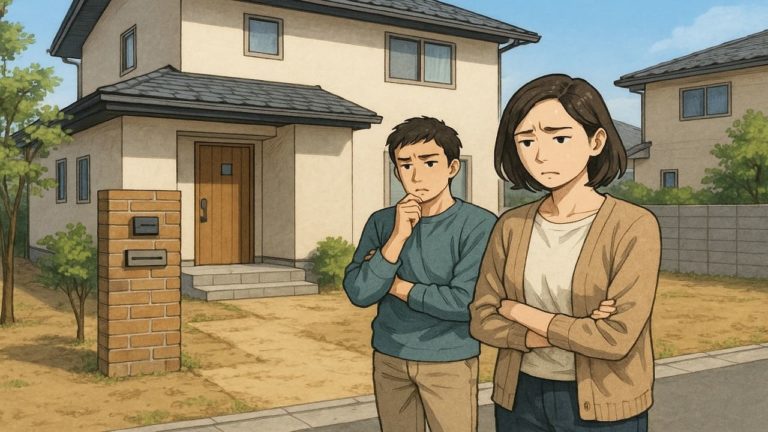 田辺市の外構工事の失敗にがっかりする夫婦のイメージ