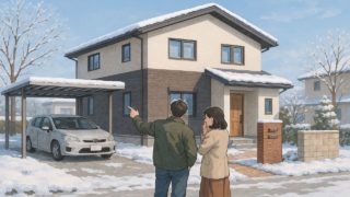 天童市で夫婦が外構業者の選び方と探し方を考えているイメージ