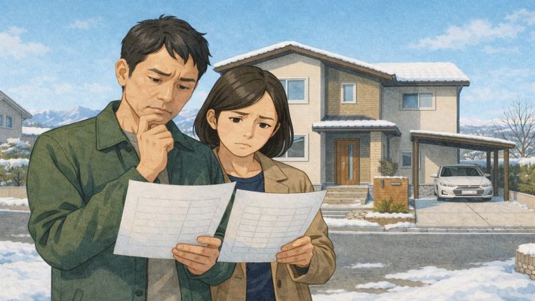 天童市で夫婦が外構見積もりで悩んでいるイメージ