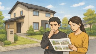 栃木県で夫婦が外構業者の選び方と探し方を考えているイメージ