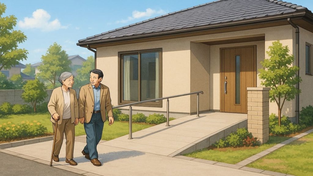 戸田市の戸建てに施工されたバリアフリー外構のイメージ