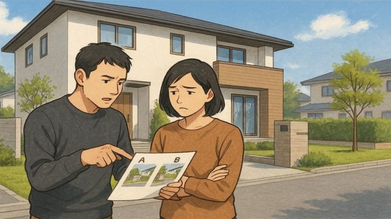 戸田市で夫婦が外構業者の選び方と探し方を考えているイメージ