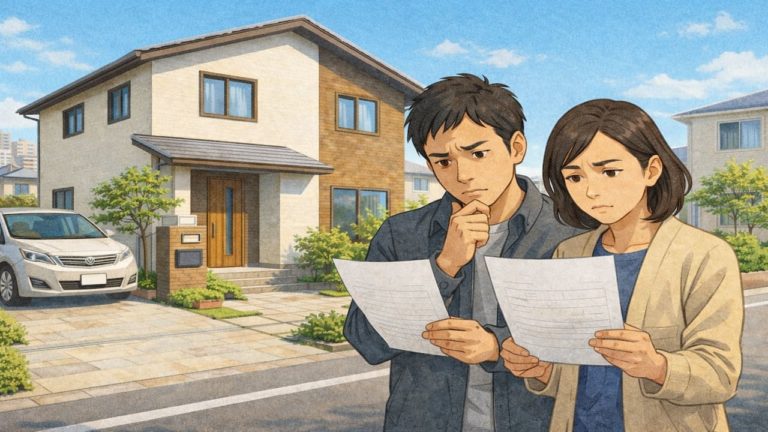 戸田市で夫婦が外構見積もりで悩んでいるイメージ