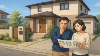 東海市で夫婦が外構業者の選び方と探し方を考えているイメージ