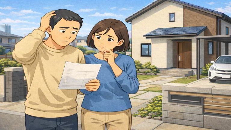 東海市で夫婦が外構見積もりで悩んでいるイメージ