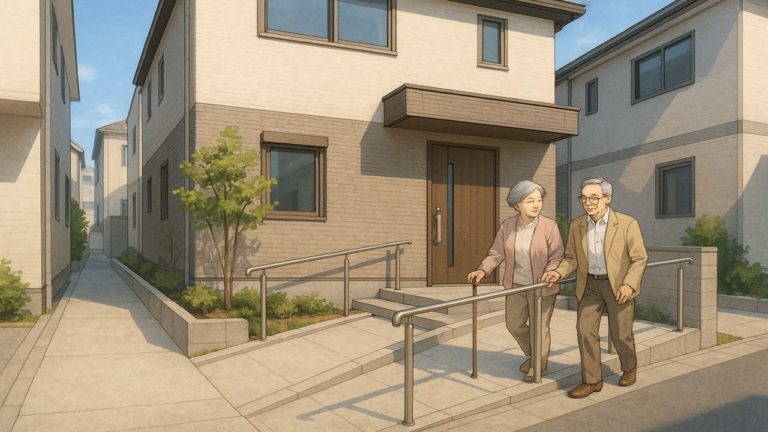 東京都の戸建てに施工されたバリアフリー外構のイメージ