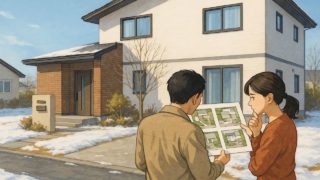 苫小牧市で夫婦が外構業者の選び方と探し方を考えているイメージ