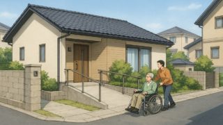 富田林市の戸建てに施工されたバリアフリー外構のイメージ