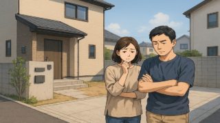 富田林市の外構工事の失敗にがっかりする夫婦のイメージ