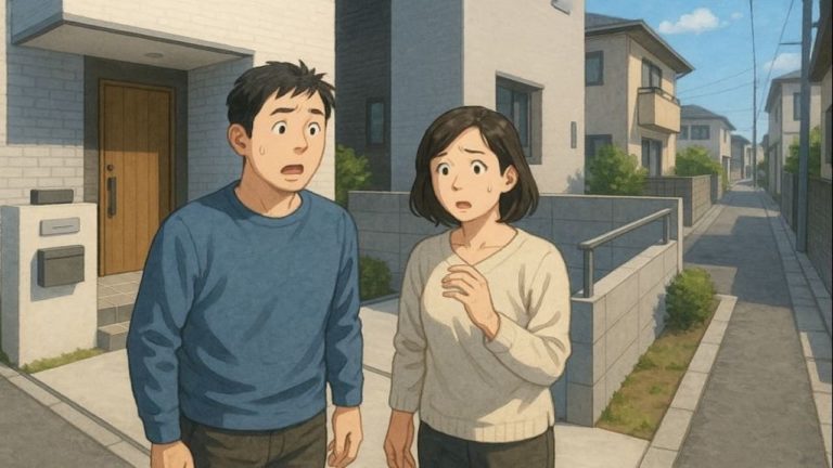 富田林市で夫婦が外構トラブルで困っているイメージ