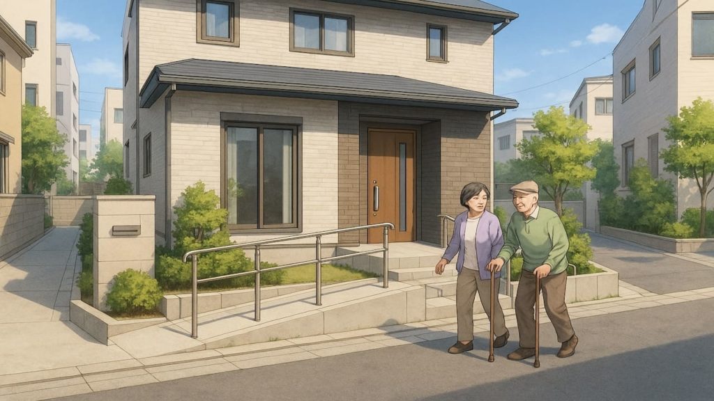 豊島区の戸建てに施工されたバリアフリー外構のイメージ