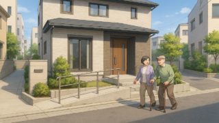 豊島区の戸建てに施工されたバリアフリー外構のイメージ