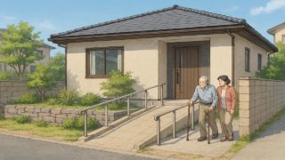 鳥取県の戸建てに施工されたバリアフリー外構のイメージ