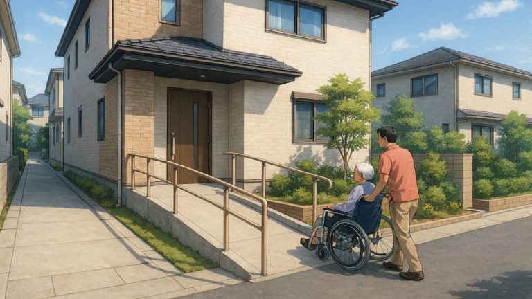 豊中市の戸建てに施工されたバリアフリー外構のイメージ