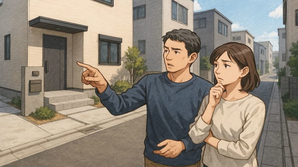 豊中市で夫婦が外構業者の選び方と探し方を考えているイメージ