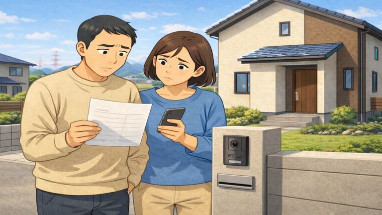 豊田市で夫婦が外構見積もりで悩んでいるイメージ