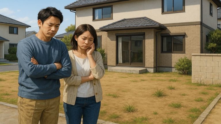 豊田市の外構工事の失敗にがっかりする夫婦のイメージ