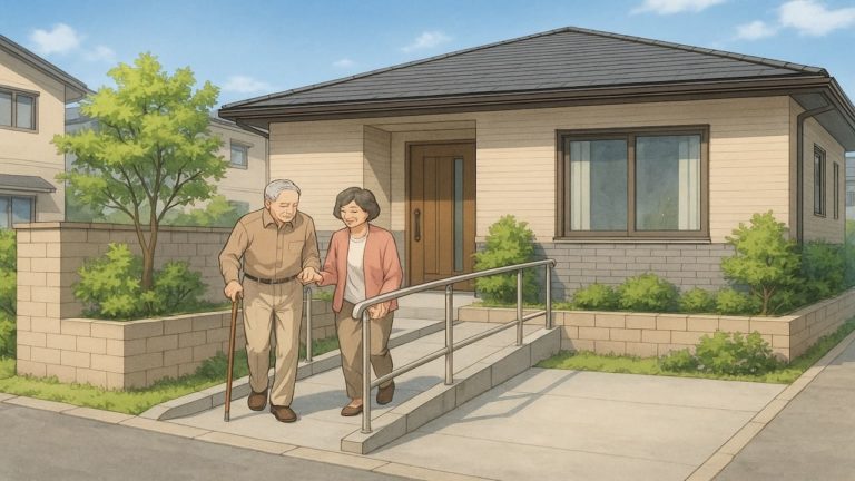 津市の戸建てに施工されたバリアフリー外構のイメージ